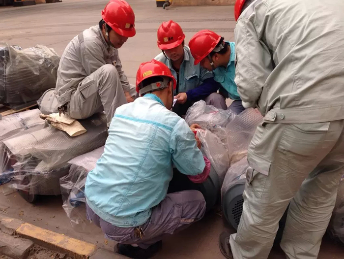 封開(kāi)基地節(jié)能電機(jī)到貨核查現(xiàn)場(chǎng)